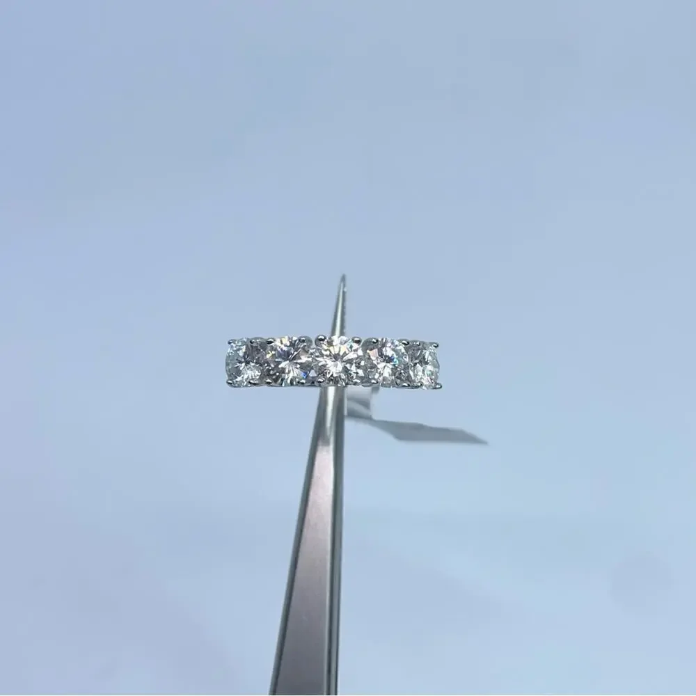 Moissanite Diamond Ring Band 5 Year Anniversary Wedding Ring 5 Stone 1.5 Ct 925 - Picture 7 of 7